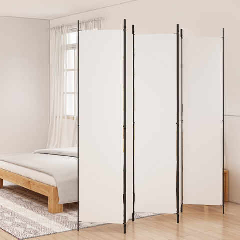 vidaXL 5-Panel Room Divider White 98.4"x86.6" Fabric - WhatYouNeedSales