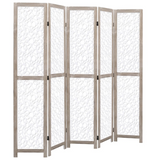 vidaXL 5-Panel Room Divider White 68.9"x65" Solid Wood - WhatYouNeedSales