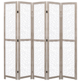 vidaXL 5-Panel Room Divider White 68.9"x65" Solid Wood - WhatYouNeedSales