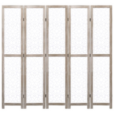 vidaXL 5-Panel Room Divider White 68.9"x65" Solid Wood - WhatYouNeedSales