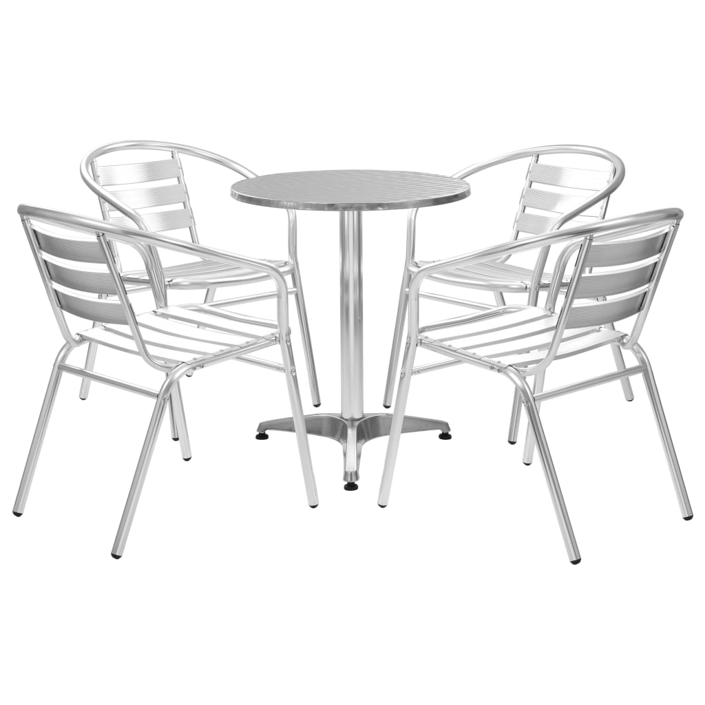 vidaXL 5 Piece Patio Dining Set Aluminum Silver - Weather