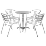 vidaXL 5 Piece Patio Dining Set Aluminum Silver - Weather