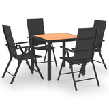 vidaXL 5 Piece Patio Dining Set Black and Brown - Black