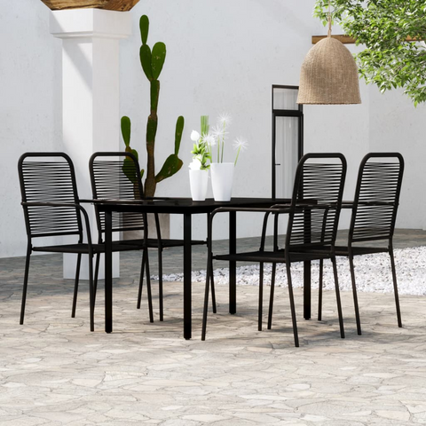 vidaXL 5 Piece Patio Dining Set Black - Elegant and Durable