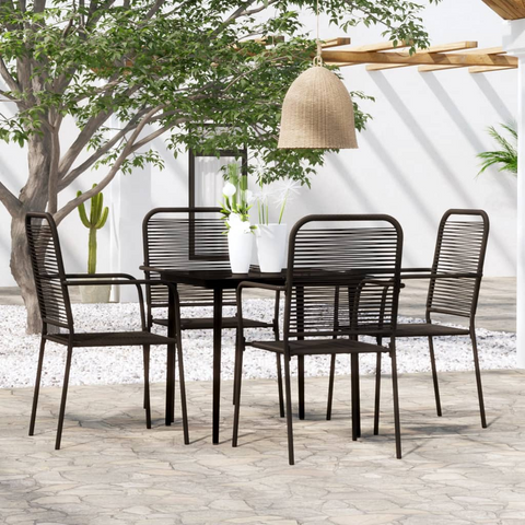 vidaXL 5 Piece Patio Dining Set Black - Elegant Design