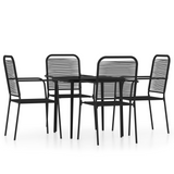 vidaXL 5 Piece Patio Dining Set Black - Elegant Design