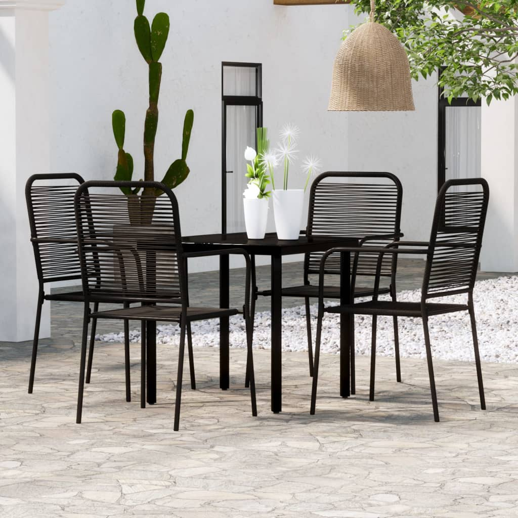 vidaXL 5 Piece Patio Dining Set Black - Elegant Design