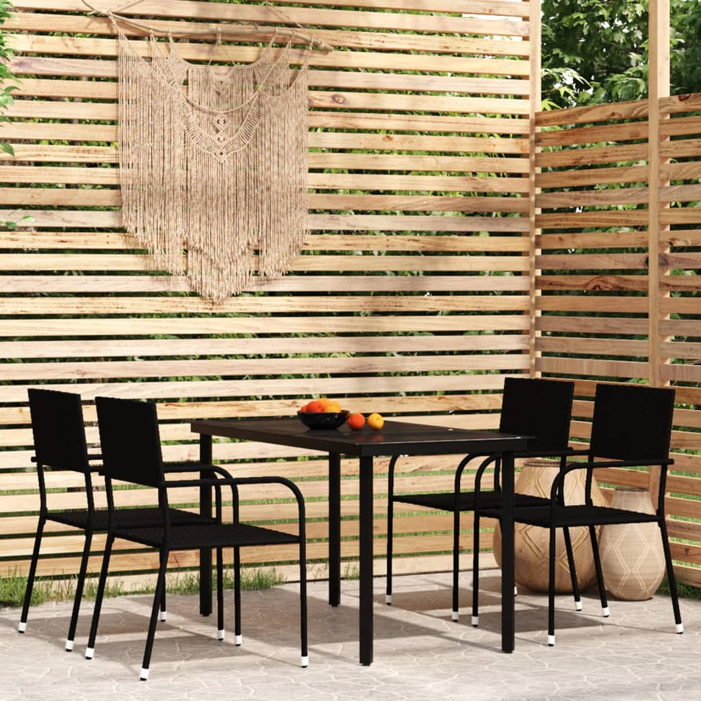 vidaXL 5 Piece Patio Dining Set Black - Elegant Outdoor