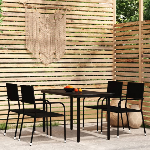 vidaXL 5 Piece Patio Dining Set Black - Elegant Outdoor