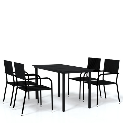 vidaXL 5 Piece Patio Dining Set Black - Elegant Outdoor