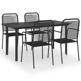 vidaXL 5 Piece Patio Dining Set Black Glass and Steel