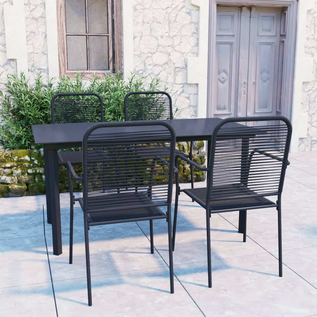 vidaXL 5 Piece Patio Dining Set Black Glass and Steel