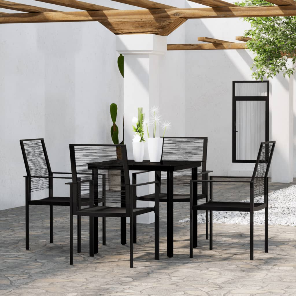 vidaXL 5 Piece Patio Dining Set Black - Outdoor Furniture