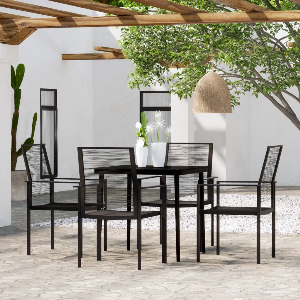 vidaXL 5 Piece Patio Dining Set Black - Outdoor Furniture