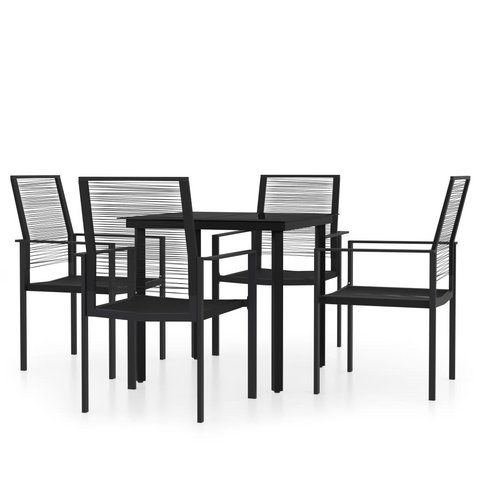 vidaXL 5 Piece Patio Dining Set Black - Outdoor Furniture