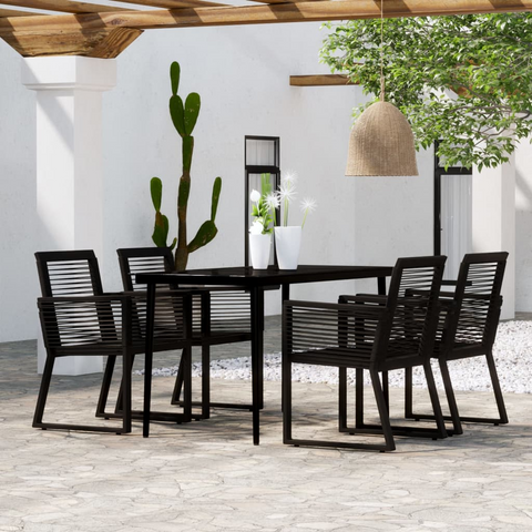 vidaXL 5 Piece Patio Dining Set Black - Outdoor Furniture