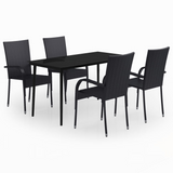 vidaXL 5 Piece Patio Dining Set Black - Outdoor Furniture