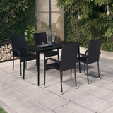 vidaXL 5 Piece Patio Dining Set Black - Outdoor Furniture