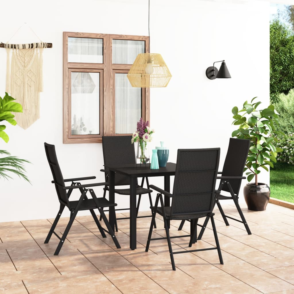 vidaXL 5 Piece Patio Dining Set Black - Outdoor Furniture