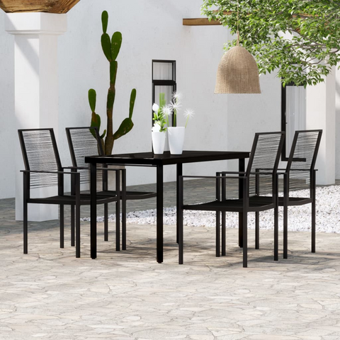 vidaXL 5 Piece Patio Dining Set Black - Outdoor Furniture