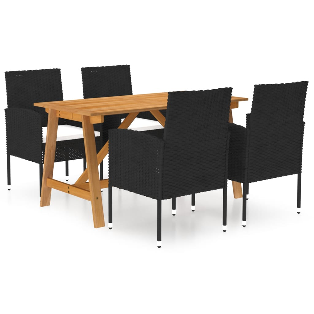 vidaXL 5 Piece Patio Dining Set Black - Outdoor Furniture