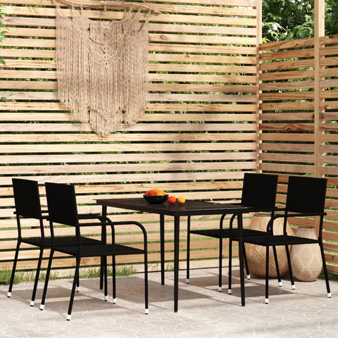 vidaXL 5 Piece Patio Dining Set Black - Outdoor Garden