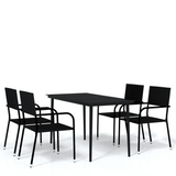 vidaXL 5 Piece Patio Dining Set Black - Outdoor Garden