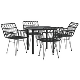 vidaXL 5 Piece Patio Dining Set Black Poly Rattan - Durable