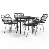 vidaXL 5 Piece Patio Dining Set Black Poly Rattan - Durable