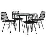 vidaXL 5 Piece Patio Dining Set Black Poly Rattan - Outdoor