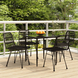 vidaXL 5 Piece Patio Dining Set Black Poly Rattan - Outdoor