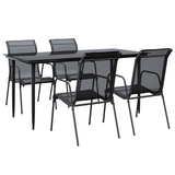 vidaXL 5 Piece Patio Dining Set Black Steel and Textilene