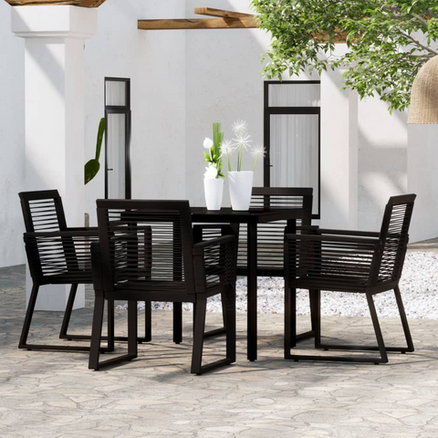 vidaXL 5 Piece Patio Dining Set Black - Sturdy Steel Frame