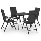 vidaXL 5 Piece Patio Dining Set Black - Weather-Resistant