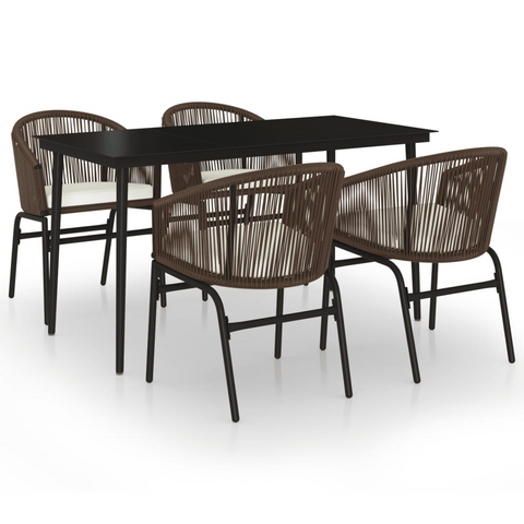 vidaXL 5 Piece Patio Dining Set Brown - Outdoor Furniture