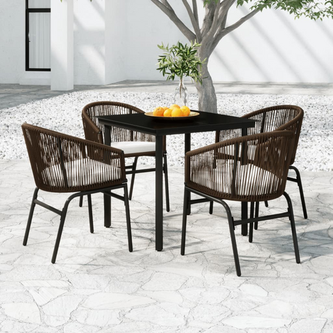 vidaXL 5 Piece Patio Dining Set Brown - Outdoor Garden