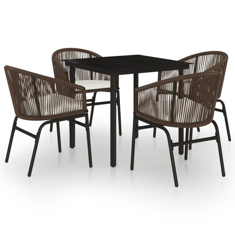 vidaXL 5 Piece Patio Dining Set Brown - Outdoor Garden