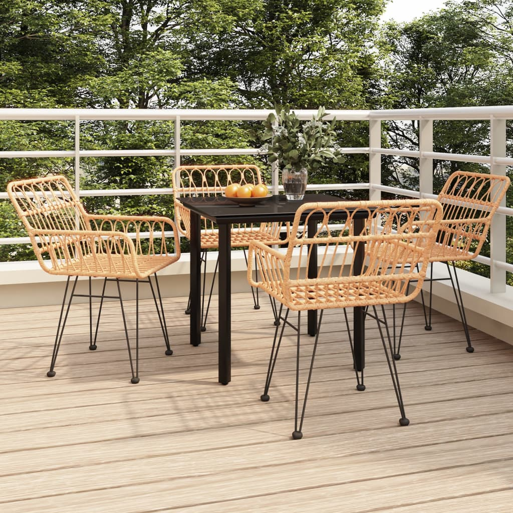 vidaXL 5 Piece Patio Dining Set Poly Rattan - Weather