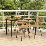 vidaXL 5 Piece Patio Dining Set Poly Rattan - Weather