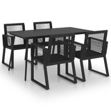 vidaXL 5 Piece Patio Dining Set PVC Rattan Black | Outdoor