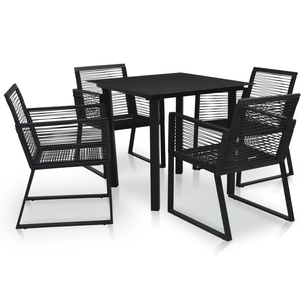 vidaXL 5 Piece Patio Dining Set PVC Rattan Black - Outdoor