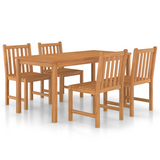 vidaXL 5 Piece Patio Dining Set Solid Teak Wood - Durable