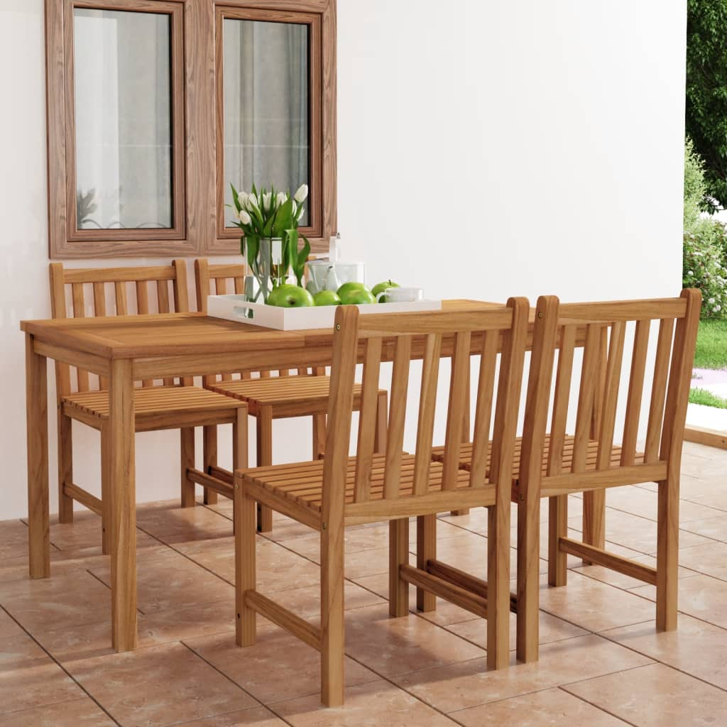 vidaXL 5 Piece Patio Dining Set Solid Teak Wood - Durable