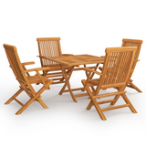 vidaXL 5 Piece Patio Dining Set Solid Teak Wood - Outdoor