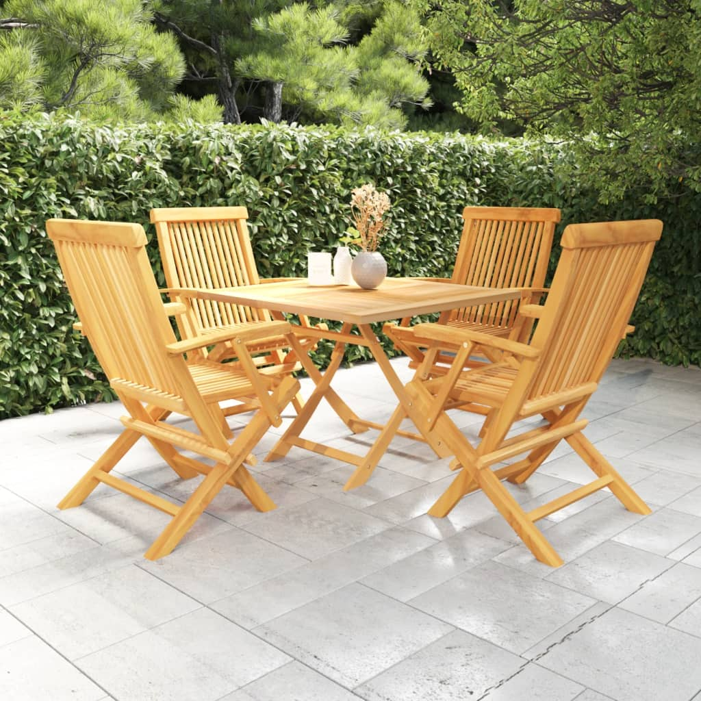 vidaXL 5 Piece Patio Dining Set Solid Teak Wood - Outdoor