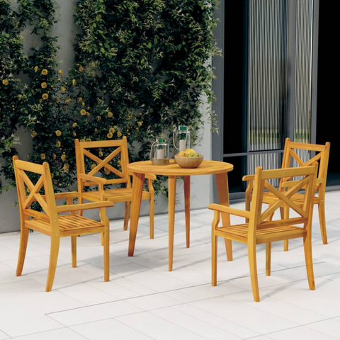 vidaXL 5 Piece Patio Dining Set Solid Wood Acacia - Outdoor