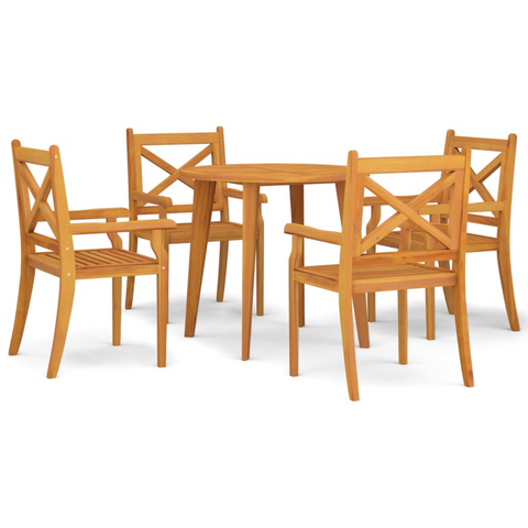 vidaXL 5 Piece Patio Dining Set Solid Wood Acacia - Outdoor