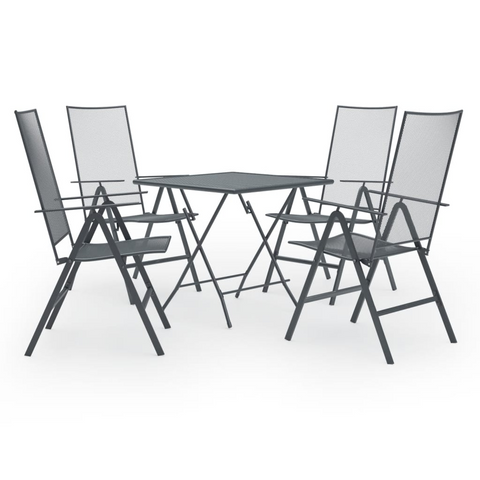 vidaXL 5 Piece Patio Dining Set Steel Anthracite - Stylish