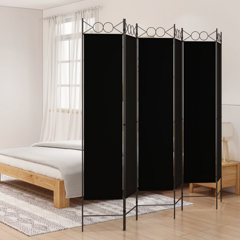 vidaXL 6-Panel Room Divider Black 94.5"x78.7" Fabric - WhatYouNeedSales