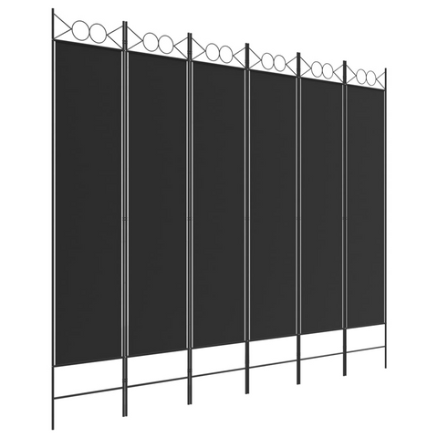 vidaXL 6-Panel Room Divider Black 94.5"x78.7" Fabric - WhatYouNeedSales